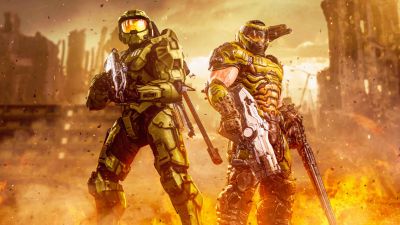 Master Chief, Doom Slayer, Halo, Spartan, Doom Eternal, 5K