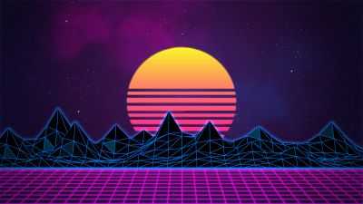 Retrowave, Synthwave, Vaporwave, Digital Art, Neon art, Purple background, Pattern