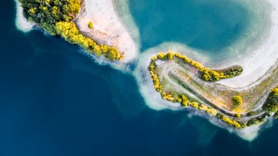 Heart Shaped Lake, Aerial view, Galder, Netherlands, Tropical, Birds eye, Blue Water