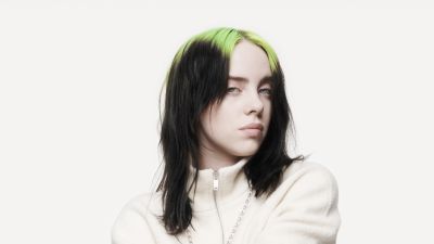 Billie Eilish, White background, American singer, Portrait, 5K