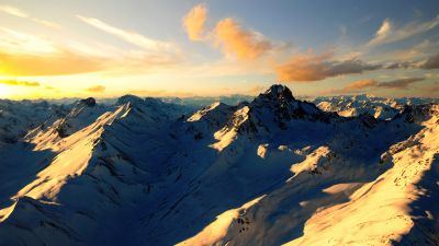 Swiss Alps, Alps mountains, Aerial view, Morning, Sunny day