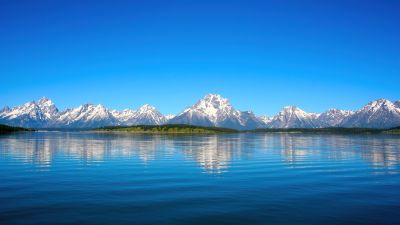 Jenny Lake, Landscape, Grand Teton National Park, Sunny day, Reflections, Mountains, Wyoming, Blue Sky, Tranquility, Summer