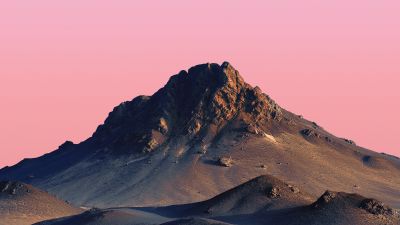 Mountain Peak, Mi Pad 5 Pro, Mountains, Pink sky, Peach, Desert, Sunset, Evening, Stock