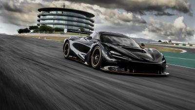 McLaren 720S GT3X, Sports cars, Race track, Black cars, 2021, 5K