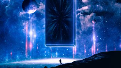 Monolith, Surreal, Planets, Clouds, Stars, Night, Cosmos