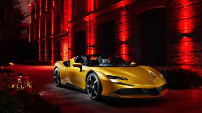 Ferrari SF90 Spider, Exotic car, Plug-In Hybrid, Sports cars, 2021, 5K, 8K