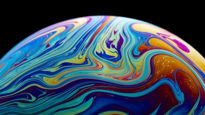 Soap Bubble, Ultrawide, Modern Art, Painting, Vibrant, Plant Illustration, Black background, 5K