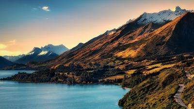 Lake Wakatipu, Mountains, Queenstown, New Zealand, Landscape, Scenery, 5K