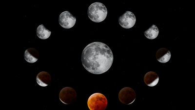 Lunar Eclipse, Outer space, Full moon, Astronomy, Black background, Pattern