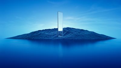 Island, Glass, Illumination, Blue, Scenic, Fusion, 3D