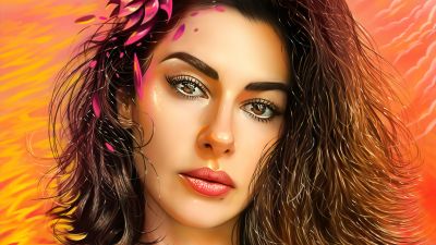 Beautiful girl, Girly backgrounds, Portrait, Artwork, Digital illustration, 5K