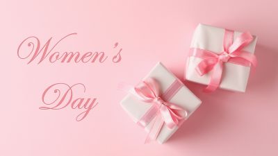 Women's Day, March 8th, Gifts, Gift Boxes, Peach background, 5K, Pastel background, Pastel pink