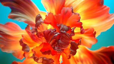 Orange flower, Floral Background, Colorful, 3D background, Digital Art