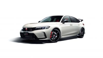 Honda Civic Type R, White, 2022, White cars, White background, 5K