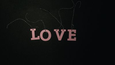 Love text, Pink text, Dark background, Paper crafts, 5K