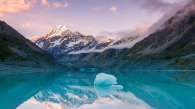 Aoraki Mount Cook National Park, Lake, Sunset, Reflection, Southern Alps, New Zealand, Motorola Edge 30 Neo, Stock