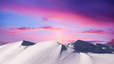 Mountains, Snow covered, Colorful Sky, Evening sky, Twilight, Sunset, Purple sky, Motorola Edge 30 Neo, Stock