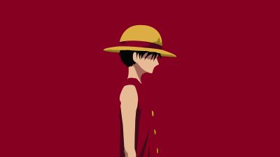 Monkey D. Luffy, Minimalist, One Piece, Red background, 5K, 8K, Simple