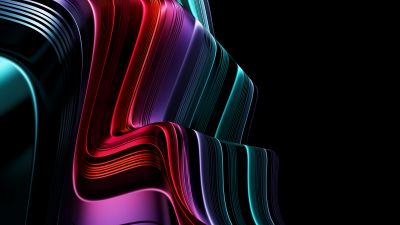 3D lines, 3D Art, Black background, Colorful lines, Digital render