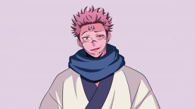 Sukuna, Jujutsu Kaisen, Languid Lavender, Lavender background, Pastel background