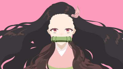 Nezuko Kamado, Minimal art, Demon Slayer: Kimetsu no Yaiba, Pink background