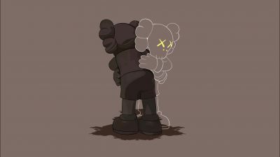 Kaws Companion, Minimalist, Kaws hugging, Vinyl figure, Minimalist Kaws, Grey background, KAWS Together, Simple