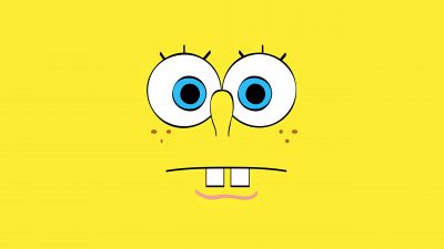 SpongeBob, Yellow background, Minimalist, 5K, Simple