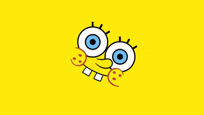 SpongeBob SquarePants, Yellow background, Minimalist, 5K, Simple, SpongeBob smiley face