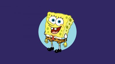 SpongeBob smiley face, Aesthetic Spongebob, Dark purple, 5K, Cartoon, Simple