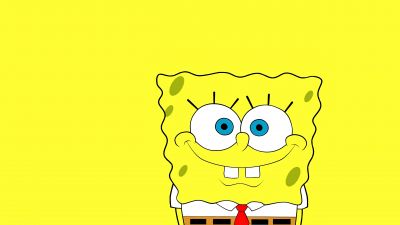 SpongeBob SquarePants, Aesthetic Spongebob, Yellow background, 5K, Cartoon, Minimalist, Simple, SpongeBob smiley face