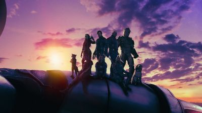 Guardians of the Galaxy Volume 3, Chris Pratt as Peter Quill, Zoe Saldana as Gamora, Dave Bautista as Drax, Vin Diesel as Groot, Bradley Cooper as Rocket, Karen Gillan as Nebula, Pom Klementieff as Mantis, 2023 Movies