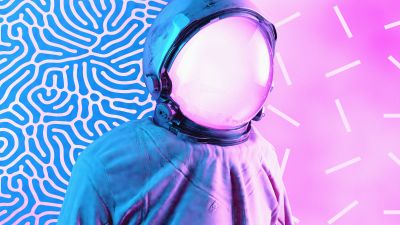 Space suit, Vaporwave, Pink background, Experiment, CGI, Faceless