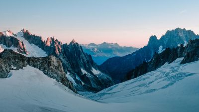 Snowcapped mountains, Landscape, Dawn, Early Morning, 5K