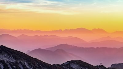 Mountains, Silhouette, Early Morning, Sunrise, Austria