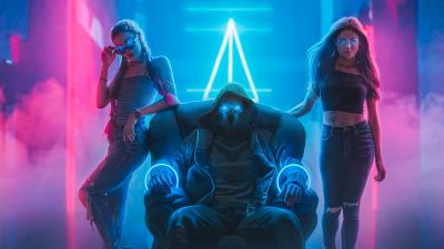 Bad boy, Bad girls, Neon light, Night club, Mask, Cyberpunk, Digital Art