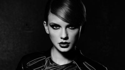 Taylor Swift, Monochrome, Dark background, 5K, 8K, Black and White