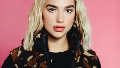 Dua Lipa, Pastel pink, Disco Pop singer, Pastel background, 