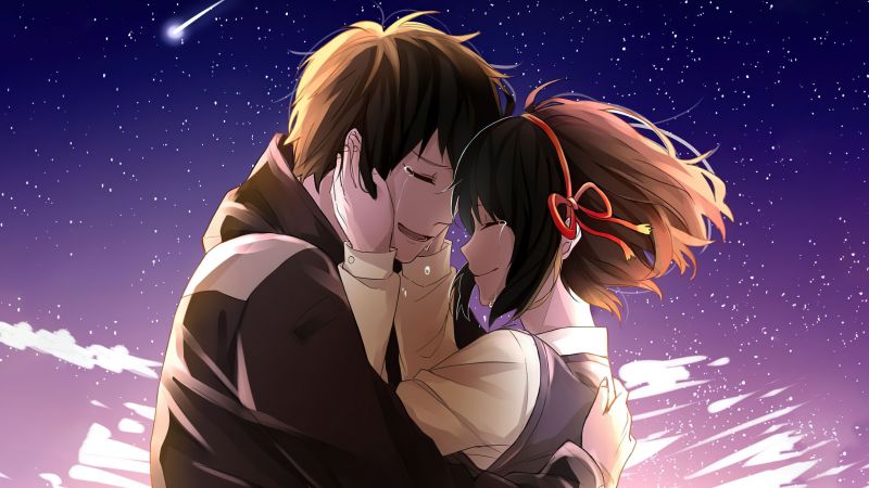 Kimi no Na wa, Anime couple, Mitsuha Miyamizu, Taki Tachibana, Your Name, 5K, Wallpaper