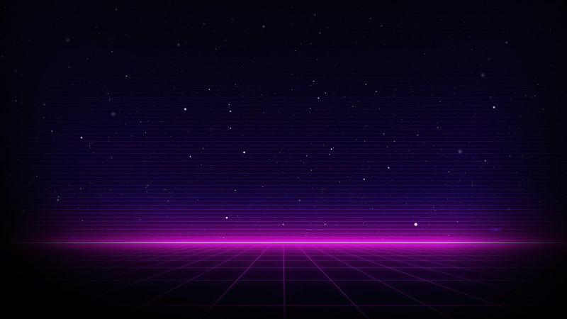 Outrun, Neon, Dark background, Purple, Wallpaper