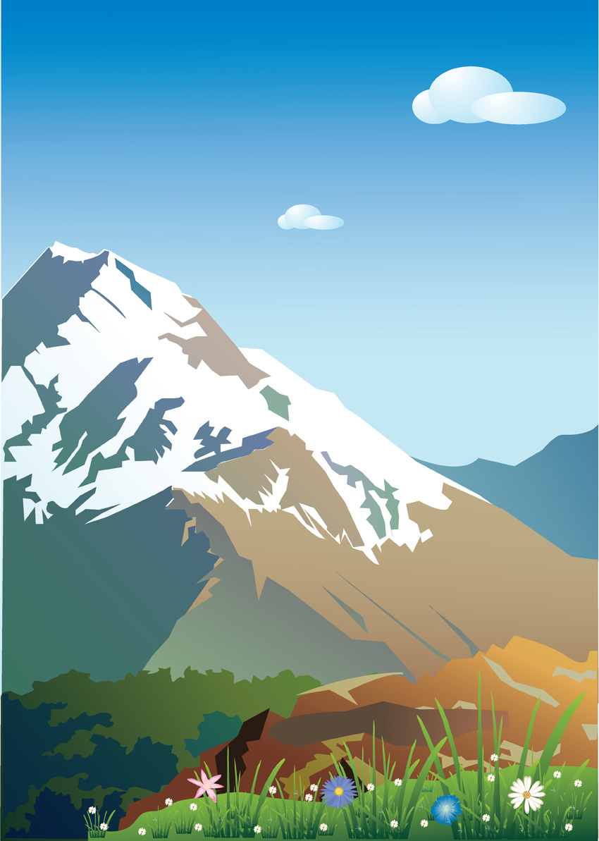 free vector Mountain scenery vector