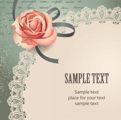 Vintage rose card text template vector 1