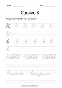 cursive k | letter k in cursive | Cursive writing Worksheet