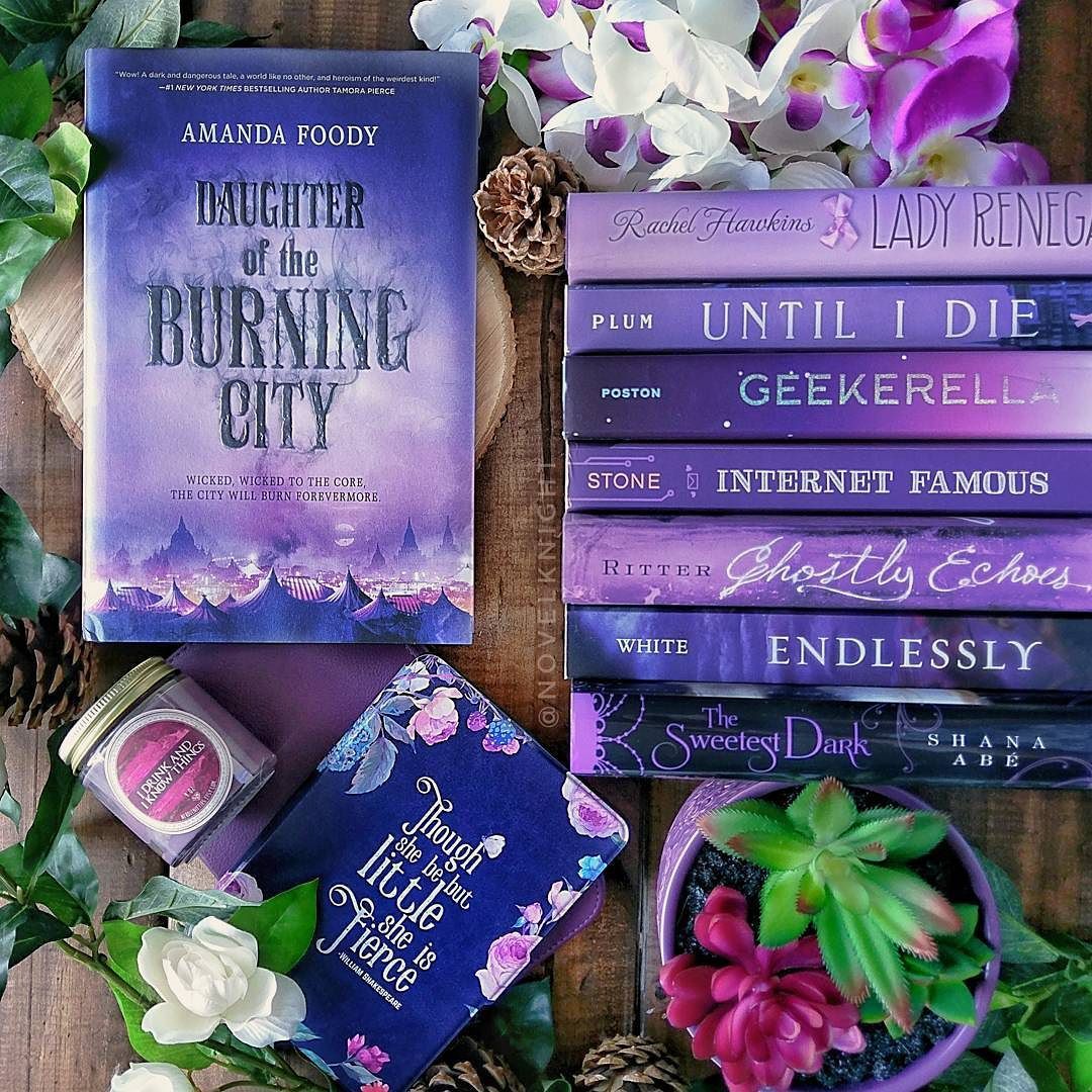 novelknight:
“ And it was all… purple.
I haven’t had the chance to start DAUGHTER OF THE BURNING CITY yet but you can bet it’s on my TBR! Can’t resist a carnival book!
Have you read it yet?
”