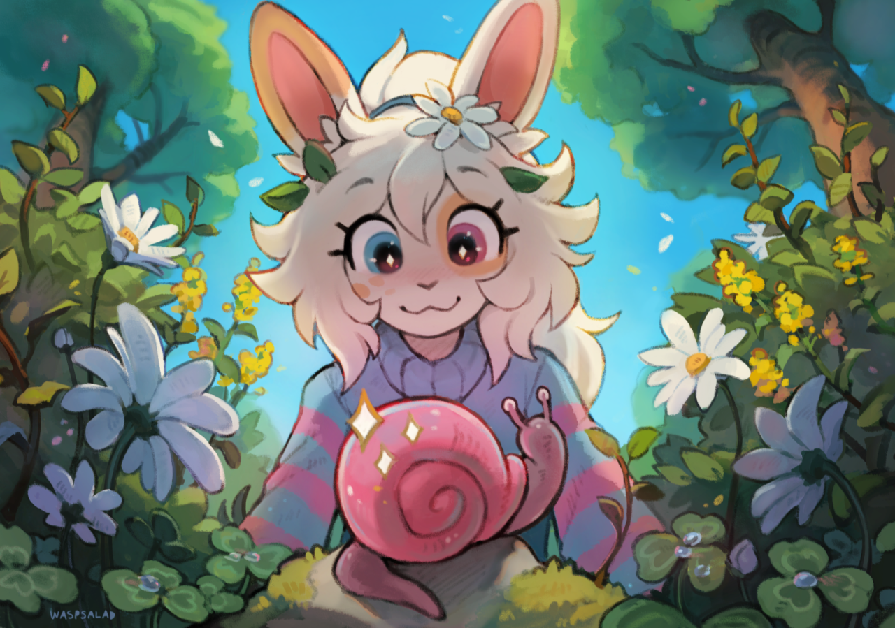 Snail friend!Shelly the bun & her newfound pal :3