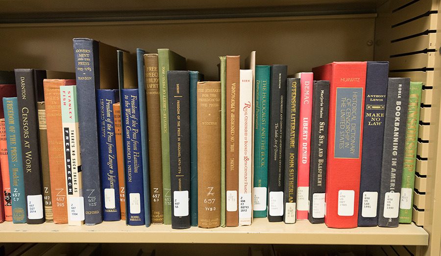 huntingtonlibrary:
“ #LibraryShelfieDay!! This is a shelf in our general collection that features works related to freedom of the press and censorship. Titles include Censors at Work, The Struggle for the Freedom of the Press, The American Press and...