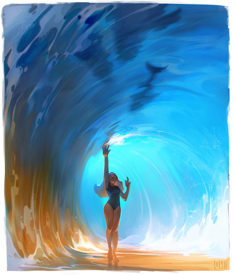 loish:
“A painting I created for my artbook that felt appropriate to post now, because hot weather has finally come to my area of the world and now all I think about is being near cool, clear water 🌊
”