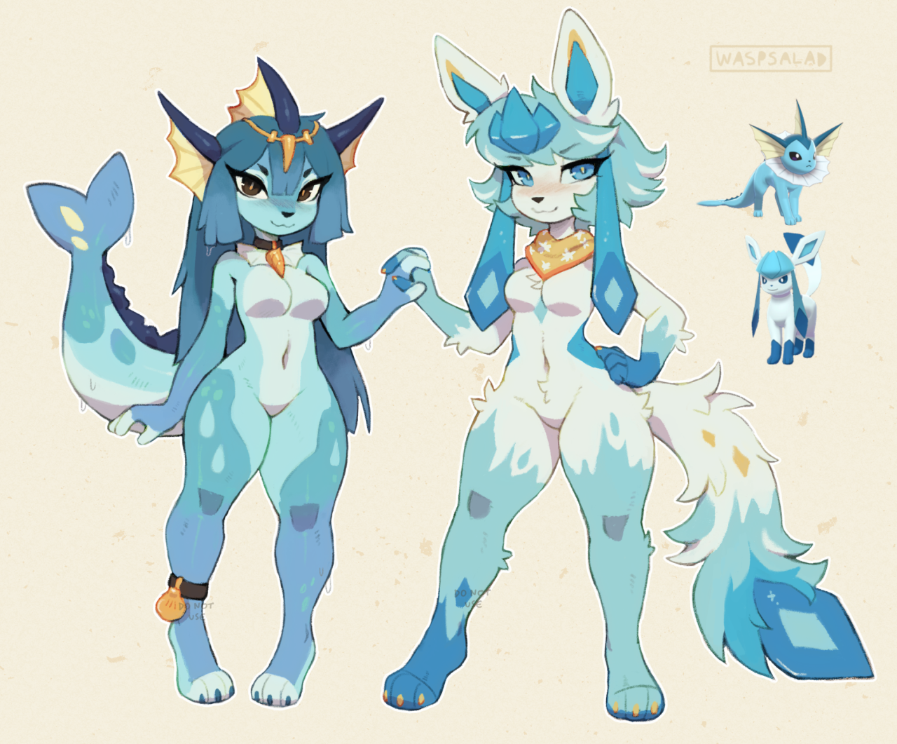 Vaporeon and shiny Glaceon!A couple of new pokegals! They’re up for grabs here: https://ych.art/auction/136633/slot/1