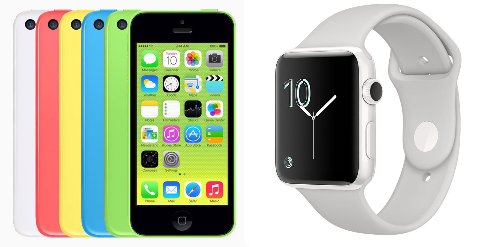 Colorful Apple Watch SE | iPhone 5c colors shown