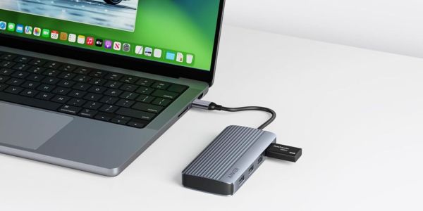 Anker 7-in-1 USB-C hub connected to a MacBook.