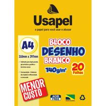 Bloco de Desenho Branco A4 140g 20Fls Usapel